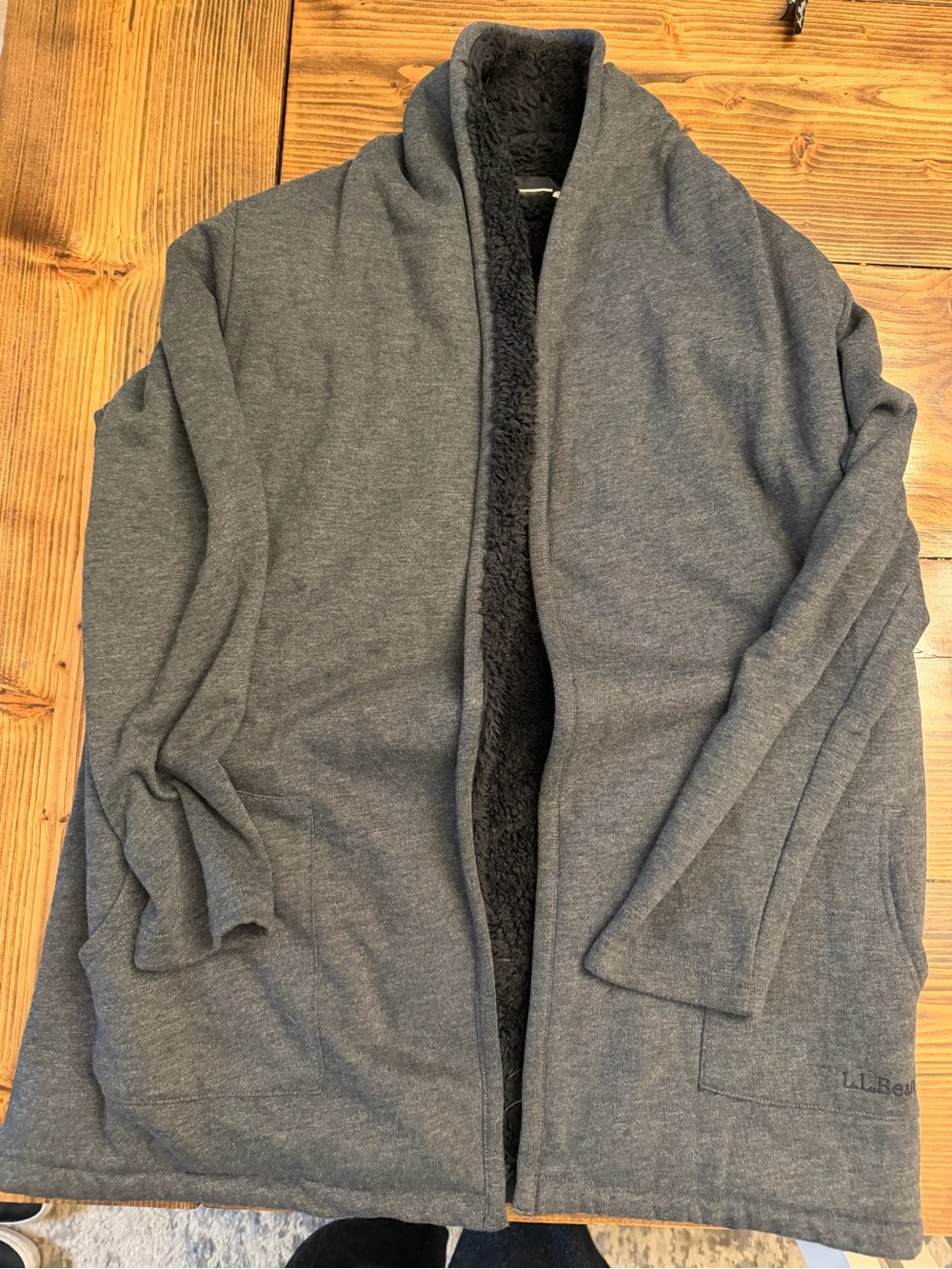 L.L. Bean Charcoal Gray Sherpa Cardigan
